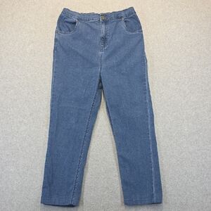 Denim Moves Elastic Waist Jeans Women’s Large Blue Stretch Straight Leg